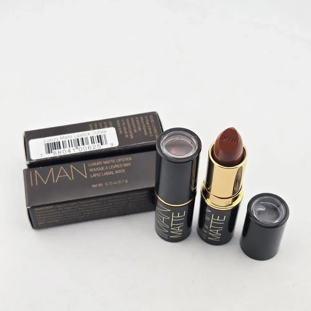 IMAN Luxury Matte Lipstick OUTLAW Set Of 2 Full Size 0.13oz Semi-Matte New
